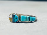 Detailed Native American Navajo Turquoise Sterling Silver Sunface Ring-Nativo Arts