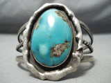 Rare Sterling Slag Vintage Native American Navajo Morenci Turquoise Silver Bracelet Old-Nativo Arts
