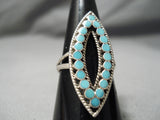 Amazing Vintage Zuni Native American Turquoise Sterling Silver Ring Old-Nativo Arts
