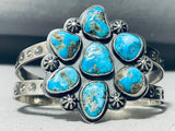 Castle Dome Turquoise Cluster Sterling Silver Bracelet Cuff-Nativo Arts
