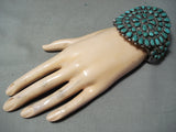 Monster Vintage Native American Navajo Dark Green Turquoise Sterling Silver Bracelet-Nativo Arts