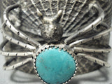 Extreme Detail Spider Vintage Native American Navajo Turquoise Sterling Silver Bracelet-Nativo Arts