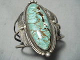 Robert Nez Vintage Native American Navajo Green Turquoise Sterling Silver Bracelet Old-Nativo Arts