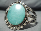 Early Huge Vintage Native American Navajo Blue Gem Turquoise Sterling Silver Bracelet Old-Nativo Arts
