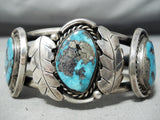 Very Rare Old Pyrite Morenci Turquoise Vintage Native American Navajo Sterling Silver Bracelet-Nativo Arts