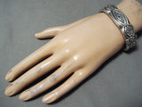 Phenomenal Heavy Vintage Native American Navajo Sterling Silver Heavy Bracelet-Nativo Arts