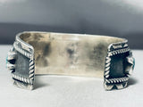 Turtle Turquoise Vintage Native American Navajo Sterling Silver Bracelet Cuff-Nativo Arts