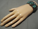 Important Vintage Native American Navajo Damale Turquoise Sterling Silver Bracelet Old Cuff-Nativo Arts