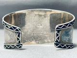 Huge Vintage Native American Navajo Turquoise Sterling Silver Wave Bracelet-Nativo Arts