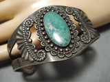 Early 1900's Vintage Native American Navajo Cerrillos Turquoise Sterling Silver Bracelet-Nativo Arts