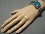 Marvelous Vintage Native American Navajo Teardrop Turquoise Sterling Silver Bracelet-Nativo Arts