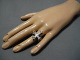 Huge Vintage Navajo Sterling Silver Cross Native American Ring Old-Nativo Arts