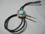 Impressive Vintage Native American Navajo Sleeping Beauty Turquoise Sterling Silver Bolo Old-Nativo Arts