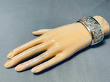 Symbolic Yei Vintage Native American Navajo Turquoise Sterling Silver Inlay Bracelet-Nativo Arts
