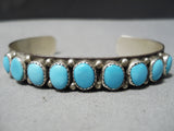 Domes Of Turquoise Vintage Native American Navajo Sterling Silver Sun Stamp Bracelet-Nativo Arts