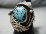 Superlative Vintage Native American Navajo Spiderweb Turquoise Sterling Silver Ring-Nativo Arts