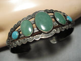 Earlier 1900's Vintage Native American Navajo Domed Cerrillos Turquoise Sterling Silver Bracelet-Nativo Arts