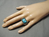 Thick And Heavy!! Vintage Native American Navajo Turquoise Sterling Silver Ring Old-Nativo Arts