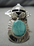 Important Kachina Master Native American Navajo Turquoise Sterling Silver Ring-Nativo Arts