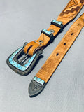 One Of The Best Vintage Native American Navajo Turquoise Inlay Sterling Silver Concho Belt-Nativo Arts