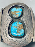 Best Vintage Native American Navajo Morenci Turquoise Sterling Silver 2 Stone Bracelet-Nativo Arts