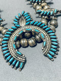 Intricvate Vintage Native American Zuni Turquoise Sterling Silver Squash Blossom Necklace-Nativo Arts