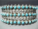Early Vintage Native American Zuni Snake Eyes Turquoise Sterling Silver Bracelet Cuff-Nativo Arts