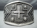Impressive Navajo Sterling Silver Cross Bracelet Native American-Nativo Arts