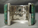 One Of The Best Native American Navajo Royston Turquoise Corwn Row Sterling Silver Bracelet-Nativo Arts