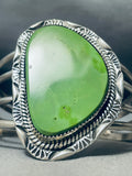 One Of The Best Native American Navajo Gaspeite Sterling Silver Bracelet Cuff-Nativo Arts