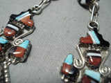 Expressive Vintage Native American Zuni Turquoise Sterling Silver Earrings Old-Nativo Arts