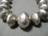 Rare Longer!! Vintage Native American Navajo Graduating Sterling Silver Hand Tooled Necklace Old-Nativo Arts