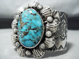 Signed Vintage Native American Navajo Blue Diamond Turquoise Sterling Silver Bracelet-Nativo Arts