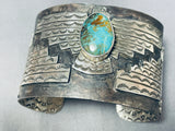 Huge Thunderbird San Felipe Royston Turquoise Sterling Silver Bracelet-Nativo Arts