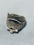Saddle Highly Detailed Vintage Native American Navajo Sterling Silver Ring Old-Nativo Arts