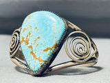 One Of The Biggest Vintage Native American Navajo #8 Turquoise Sterling Silver Bracelet-Nativo Arts