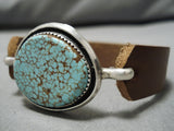 Quality Jeanette Dale Native American Navajo #8 Turquoise Sterling Silver Leather Bracelet-Nativo Arts