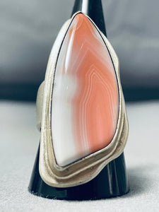 Eye Catching Native American Navajo Pink Conch Shell Sterling Silver Ring-Nativo Arts