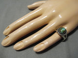 Wonderful Vintage Native American Navajo Thick Rope Damale Turquoise Sterling Silver Ring-Nativo Arts