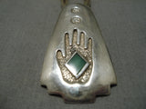 Native American Amazing Vintage Hands Inlay Turquoise Sterling Silver Necklace-Nativo Arts