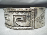 Detailed Intricate Vintage Native American Navajo Sterling Silver Geomtric Bracelet-Nativo Arts