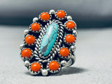 Important Kee Family Vintage Native American Navajo Spiderweb Turquoise Sterling Silver Ring-Nativo Arts