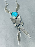 Soaring Eagle Vintage Native American Navajo Turquoise Sterling Silver Necklace-Nativo Arts