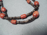 Native American Astonishing Santo Domingo Coral Heishi Necklace-Nativo Arts