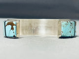 Signed Native American Navajo #8 Turquoise Thicker Sterling Silver Bracelet Cuff-Nativo Arts