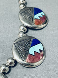 More Detailed Vintage Native American Navajo Turquoise Inlay Sterling Silver Necklace-Nativo Arts