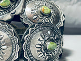 Rare Vintage Native American Navajo Green Turquoise Sterling Silver Concho Belt-Nativo Arts
