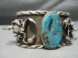 Crazy Scoprion Native American Turquoise Heavy Sterling Silver Bracelet Cuff-Nativo Arts