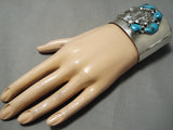 Rare Colossal Vintage Native American Navajo Old Morenci Turquoise Sterling Silver Bracelet-Nativo Arts