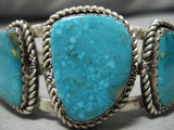 Important Vintage Native American Navajo Will Yazzie #8 Turquoise Sterling Silver Bracelet Old-Nativo Arts